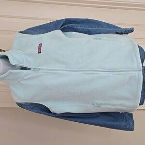 Vineyard Vines Zip Up Mint Green Fleece Vest Whale Logo Size XL